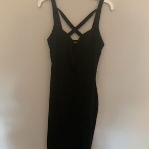 SHEIN Elegant Black Strappy Backless Dress